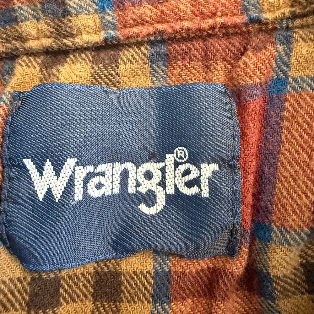 Wrangler VTG 90s Western Flannel Long Sleeve Shirt Plaid Men's L Outdoor Grunge - Picture 5 of 9